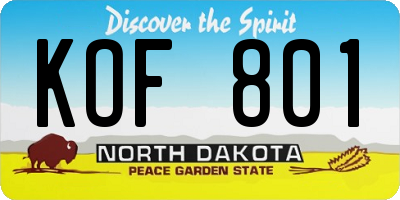 ND license plate KOF801