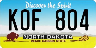 ND license plate KOF804