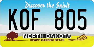 ND license plate KOF805