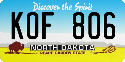 ND license plate KOF806