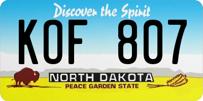 ND license plate KOF807