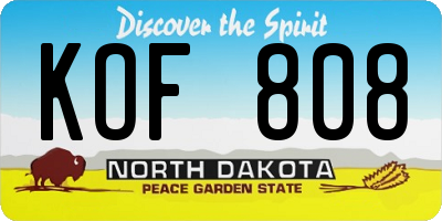 ND license plate KOF808