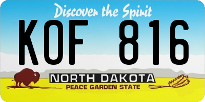 ND license plate KOF816