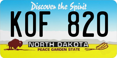 ND license plate KOF820