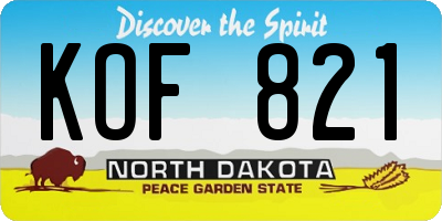 ND license plate KOF821