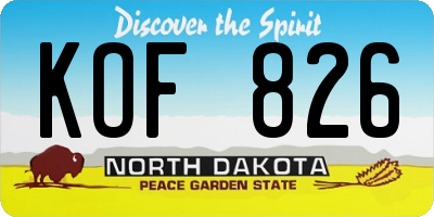 ND license plate KOF826