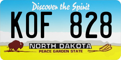 ND license plate KOF828