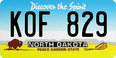 ND license plate KOF829