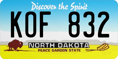 ND license plate KOF832