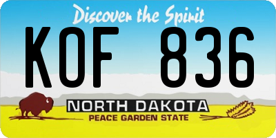 ND license plate KOF836