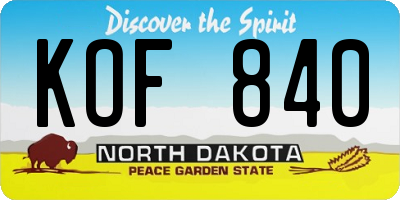 ND license plate KOF840