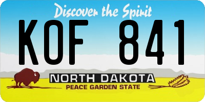 ND license plate KOF841