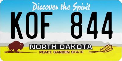 ND license plate KOF844