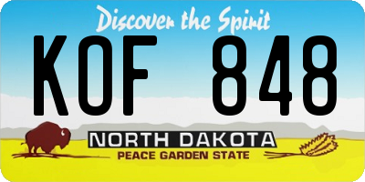 ND license plate KOF848