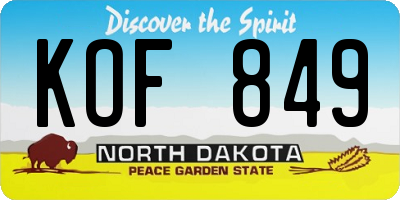 ND license plate KOF849