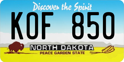 ND license plate KOF850