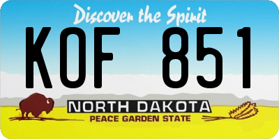 ND license plate KOF851