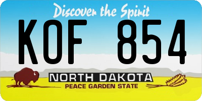 ND license plate KOF854