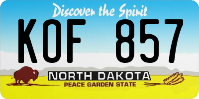 ND license plate KOF857