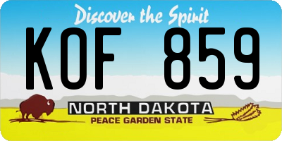 ND license plate KOF859