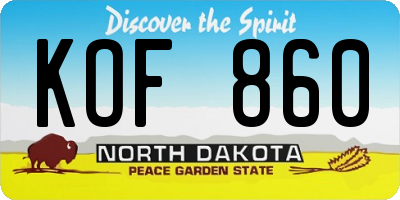 ND license plate KOF860