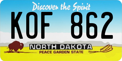 ND license plate KOF862