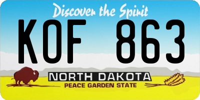 ND license plate KOF863