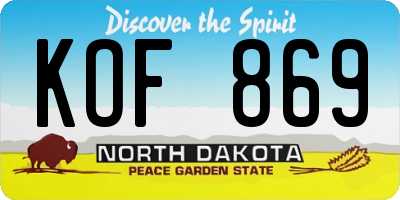 ND license plate KOF869