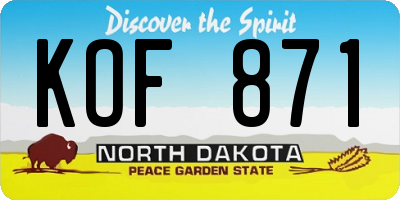 ND license plate KOF871