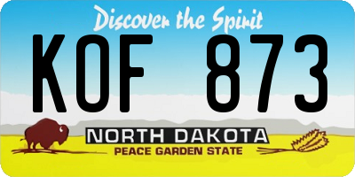 ND license plate KOF873