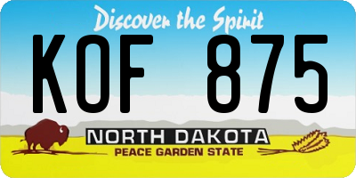 ND license plate KOF875