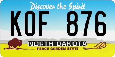 ND license plate KOF876