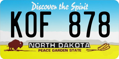 ND license plate KOF878
