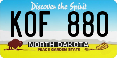 ND license plate KOF880