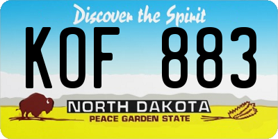 ND license plate KOF883