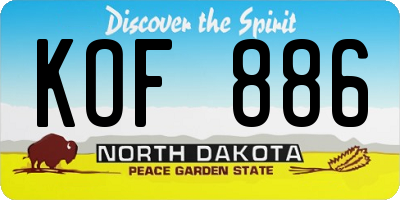 ND license plate KOF886