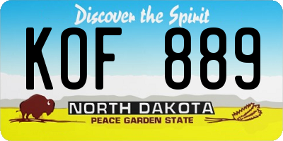 ND license plate KOF889