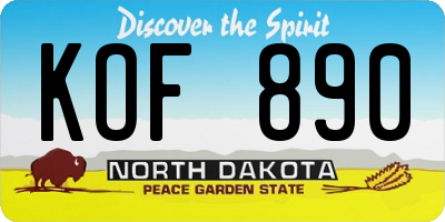 ND license plate KOF890