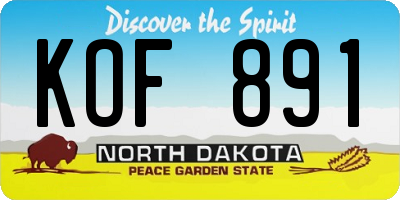 ND license plate KOF891
