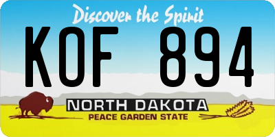 ND license plate KOF894