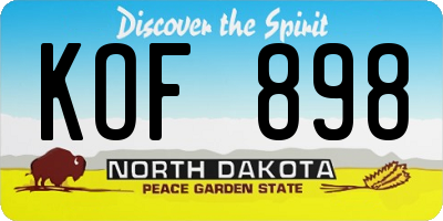 ND license plate KOF898