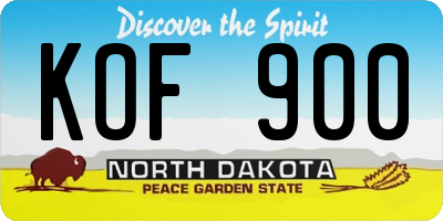 ND license plate KOF900