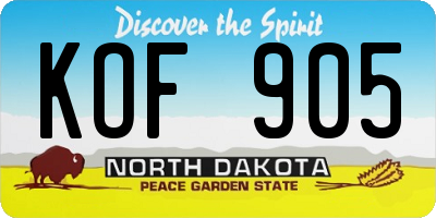 ND license plate KOF905