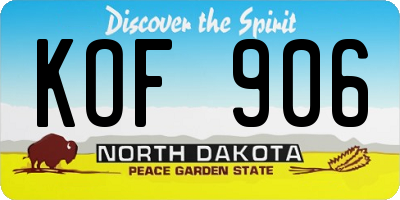 ND license plate KOF906