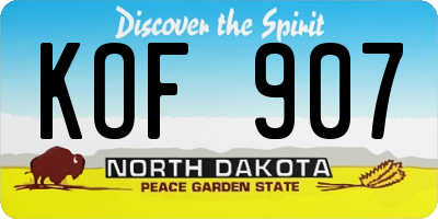 ND license plate KOF907