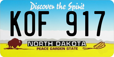 ND license plate KOF917
