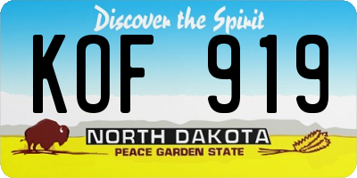ND license plate KOF919
