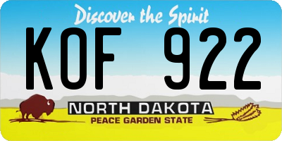ND license plate KOF922