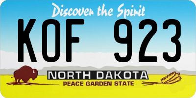ND license plate KOF923