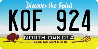 ND license plate KOF924